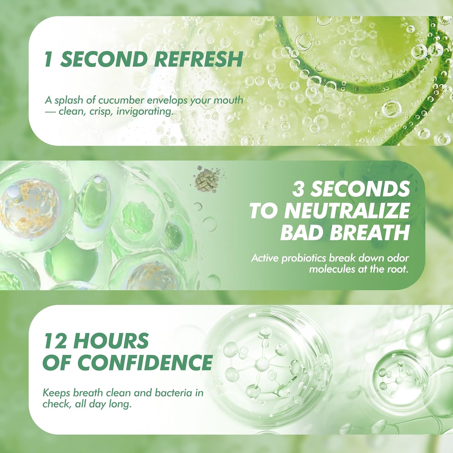 Oral Spray – Fresh Breath, Dual Cooling Experience & Convenient On-The-Go Design – Perfect for Freshening Breath Anywhere, Anytime (Cucumber, 1 Count)