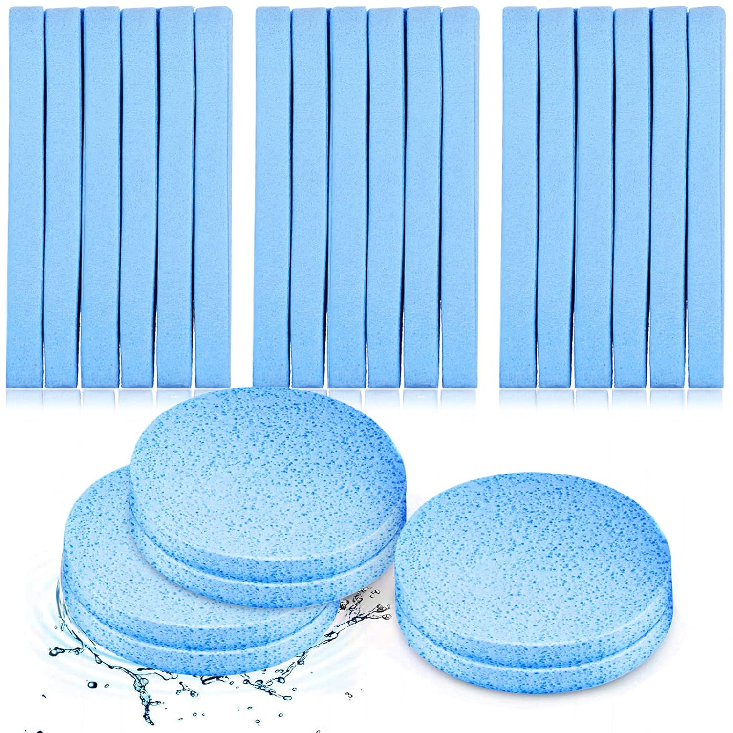 Patelai 120 Pieces Compressed Facial Sponge for Estheticians Face Makeup Removal Cleansing Sponge Pad Exfoliating Spa Wash Round Facial Cleansing Pads Supplies(Blue)