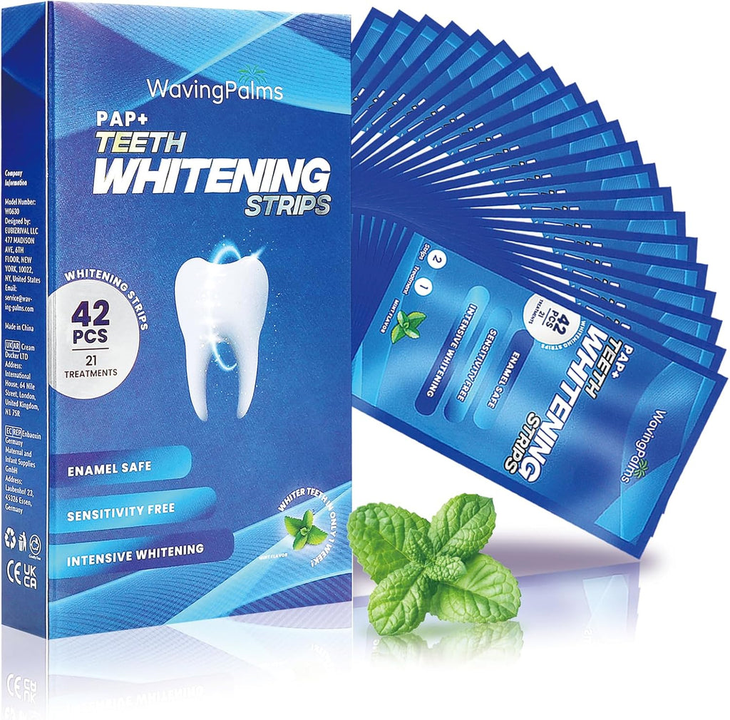 Professional Whitening Strips for Sensitive Teeth:Hydrogen Peroxide-Free Treatments - Effective & Gentle Dental Whitener (42 Count (Pack of 1), Mint)