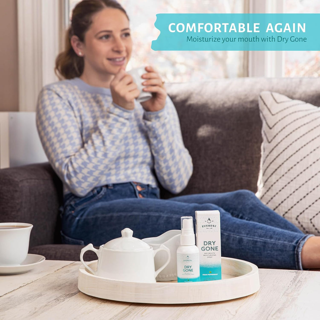 Natural Dry Mouth Moisturizing Spray with Xylitol - Dry Gone Throat Moisturizer Provides Relief from Cotton Mouth with Neem, Peppermint Oil, & Herbal Extracts (2 Fl Oz)