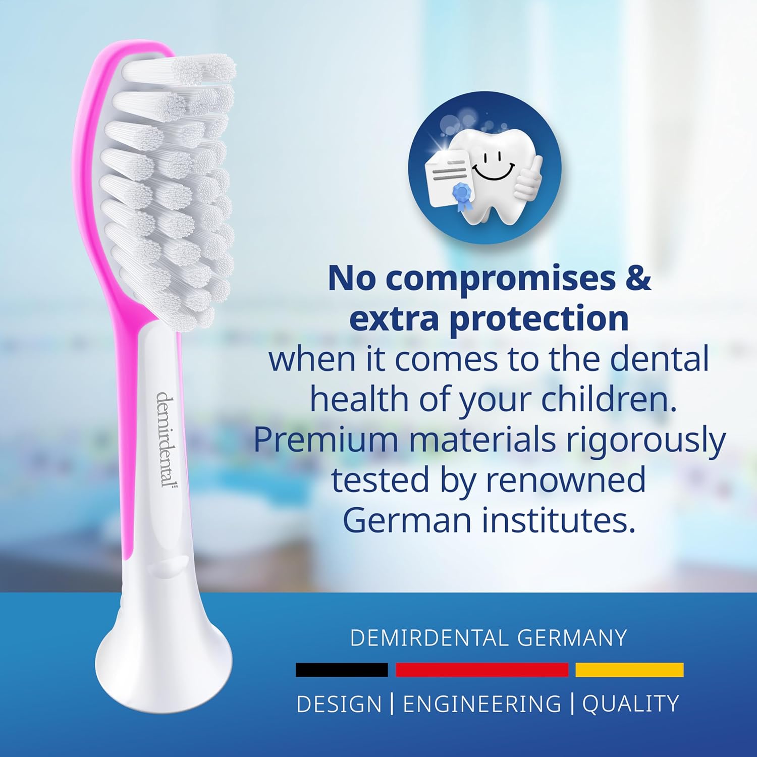 demirdental Kids Toothbrush Heads Compatible with Philips Sonicare Kids Toothbrush Heads - Replacement Heads Sensitive - Brush Heads from Ages 7 to 10 - Magenta - Replaces HX6048-8 Pack