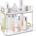 2-Tier Bathroom Counter Organizer Countertop Storage, Dresser Organizer Vanity Tray for Makeup, Perfume Organizer Cosmetics Skincare Shelf - Clear