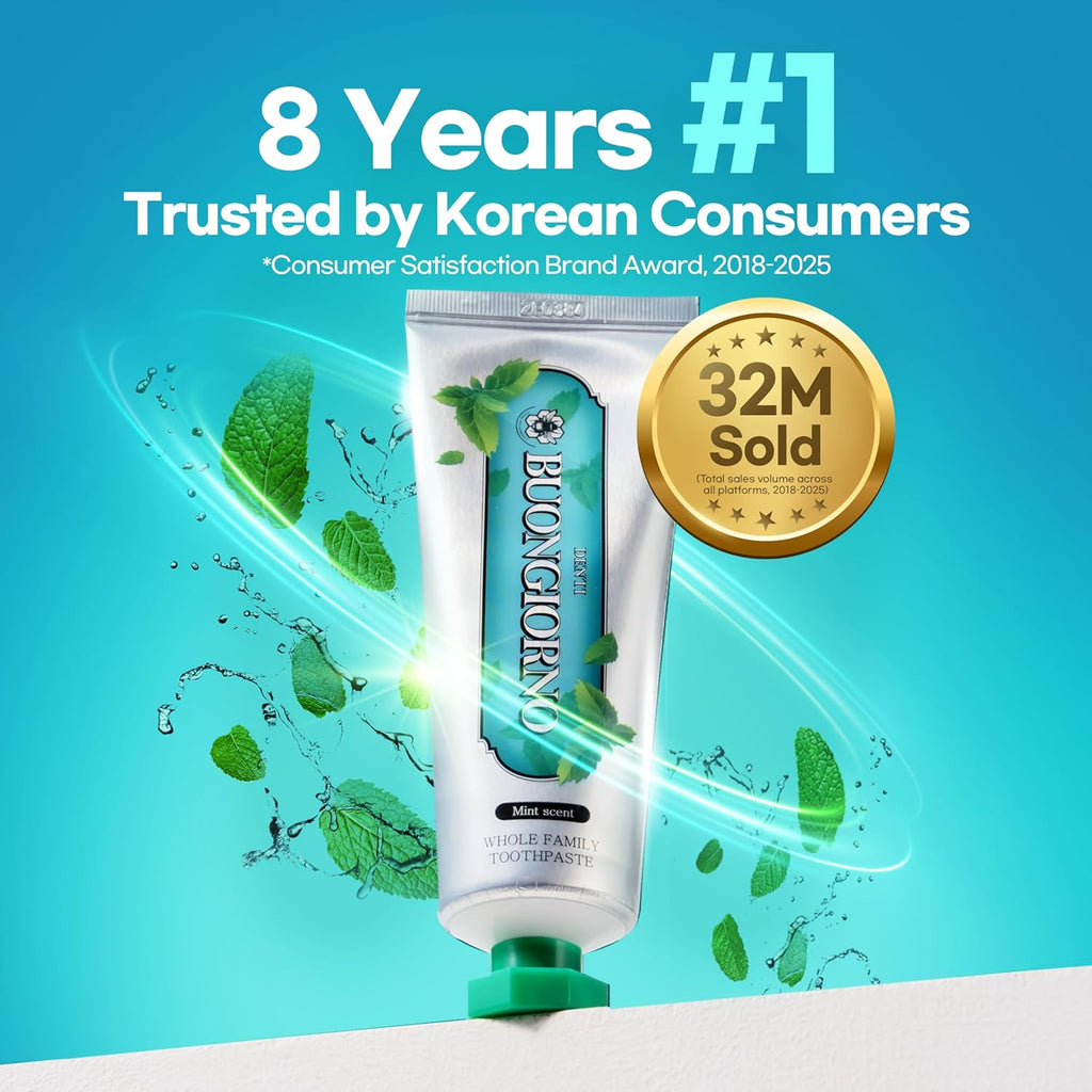 Original Toothpaste (3 Pack, Herbal Mint) – Natural Fluoride Korean Toothpaste for Fresh Breath, Plaque Removal, Strengthens Enamel, Paraben & SLS Free (3.52fl oz / 100g)
