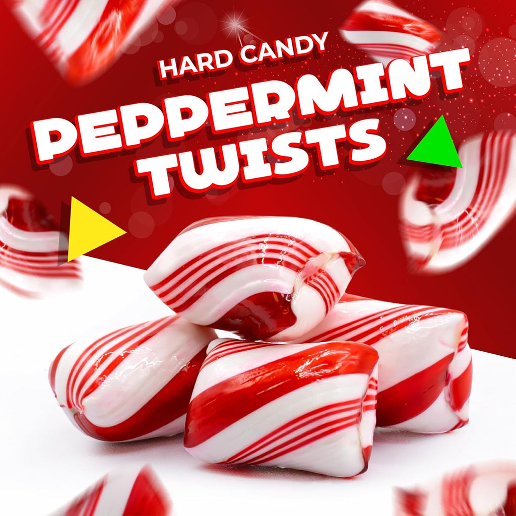 Peppermint Twists Hard Candy | 1 Pound Bag | Individually Wrapped Refreshing Mints