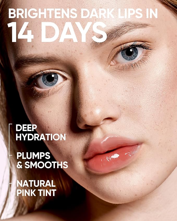 Hydrating Brightening Lip Serum, Smooth Tinted Lip Stain, Plumping Lip Gloss with Polypeptide Squalane, Moisturizing Balms, Brighten Dark Lips, Korean Beauty Makeup (01 Baby Pink)