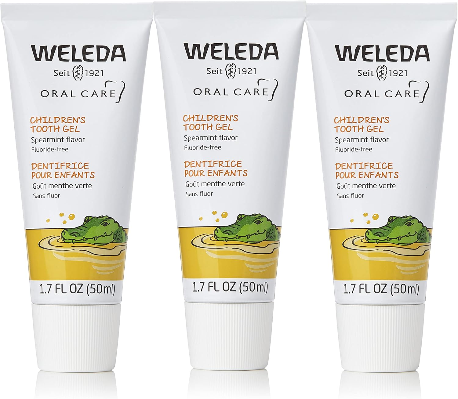 Weleda Oral Care Children's Tooth Gel, 1.7 Fluid Ounce (Pack of 3), Fluoride Free, Spearmint Flavor, Plant Rich Toothpaste with Calendula, Silica and Fennel