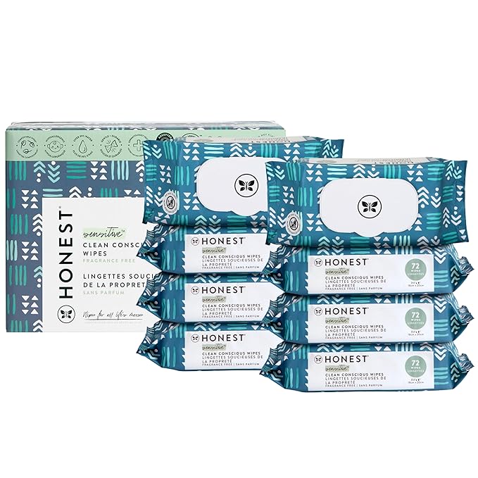 The Honest Company Clean Conscious Multi-Use Wipes Hypoallergenic Unscented for Sensitive Skin Over 99% Water Compostable Plant Based Baby Balance Blues 576 Count