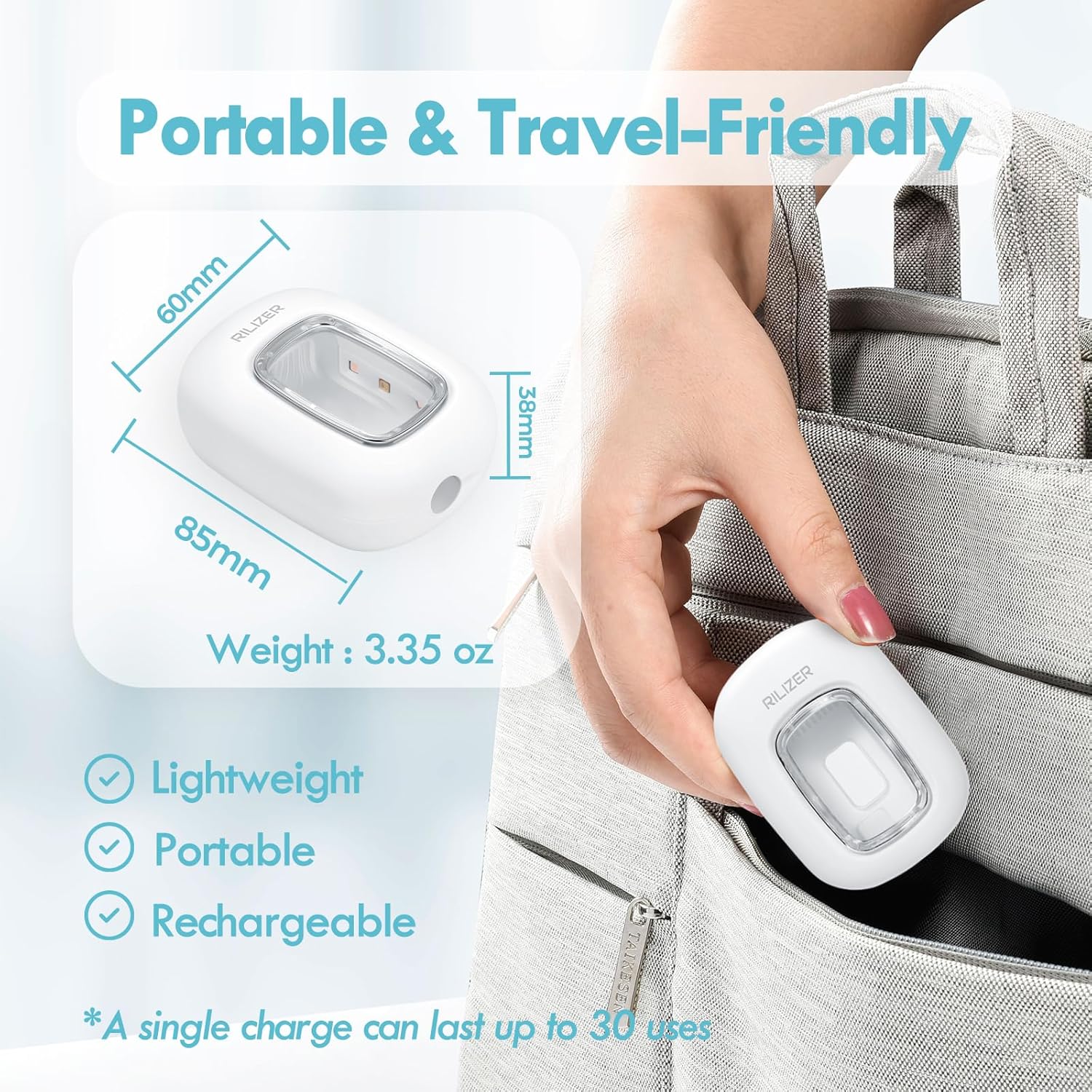 UV Toothbrush Sanitizer Cover, Rechargeable Travel Cap with Magnetic Wall Mount, Portable Cleaner for Any Size Toothbrush