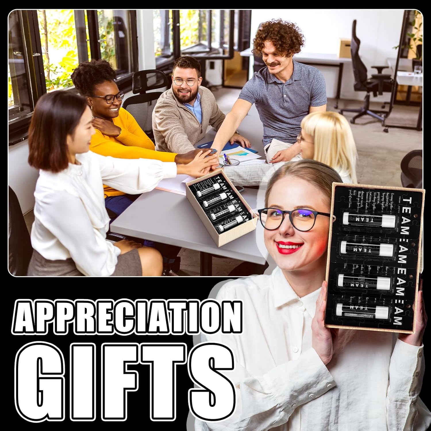 30 Pack Christmas Employee Appreciation Gift Lip Balms Bulk Staff Teacher Team Volunteer Thank You Gift Thanksgiving Christmas Appreciation Party Favor for Women Men(Team,Black)