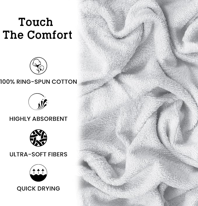 Casa Lino 100% Cotton Hand Towels for Bathroom - Soft, Highly Absorbent & Quick Dry Kitchen Towels - Gym Towel Set - Travel Towel Set - 24" x 16" - Pack of 4 - (Multicolor I)