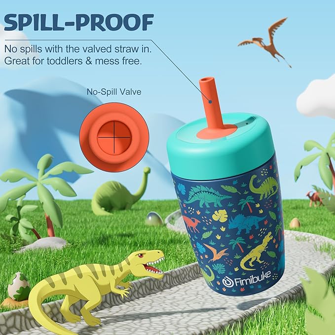 Fimibuke Kids & Toddler Cups Spill Proof, 12 OZ Capybara Insulated Sippy Cups for Toddlers Boys Girls, Toddler Straw Tumbler, Stainless Steel Kids Water Bottle with Twist Lids & Silicone Straw, 1 Pack