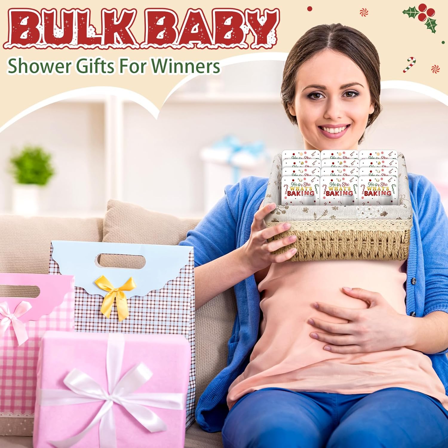 30 Pack Christmas Gingerbread Baking Baby Shower Games Prizes Gifts Bulk Lip Balms Favors for Winners Adults Guests Gender Reveal Favors Decorations Baby Shower Souvenirs Gift Bags Stuffers