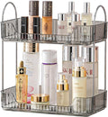 2 Tier Bathroom Organizer Countertop Makeup Perfume Tray Skincare Organizer for Bathroom Dresser Vanity (Grey)