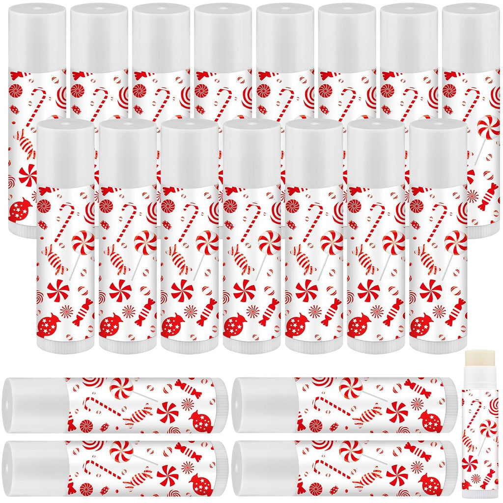 15 Pack Christmas Lip Balms Bulk Christmas Candy Peppermint Cane Scented Holiday Flavor Lip Balm Gifts Xmas Party Gifts Bulk Xmas Items Stocking Stuffers for Women Men Staff Employee (Lollipop 2)