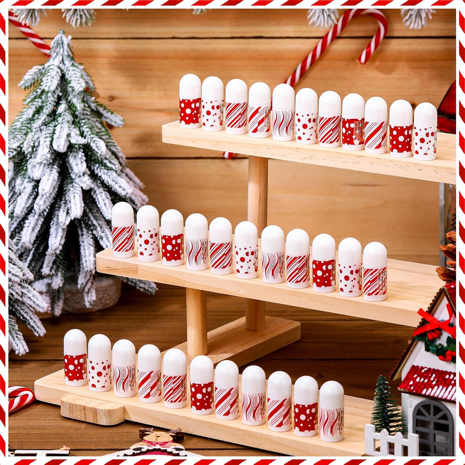 50 Pcs Christmas Lip Balm Bulk Mini Candy Cane Peppermint Flavor Lip Balms Bulk Christmas Stocking Stuffers Xmas Party Gifts Small Thank You Employee Appreciation Gifts for Women Men (Mixed Candy)