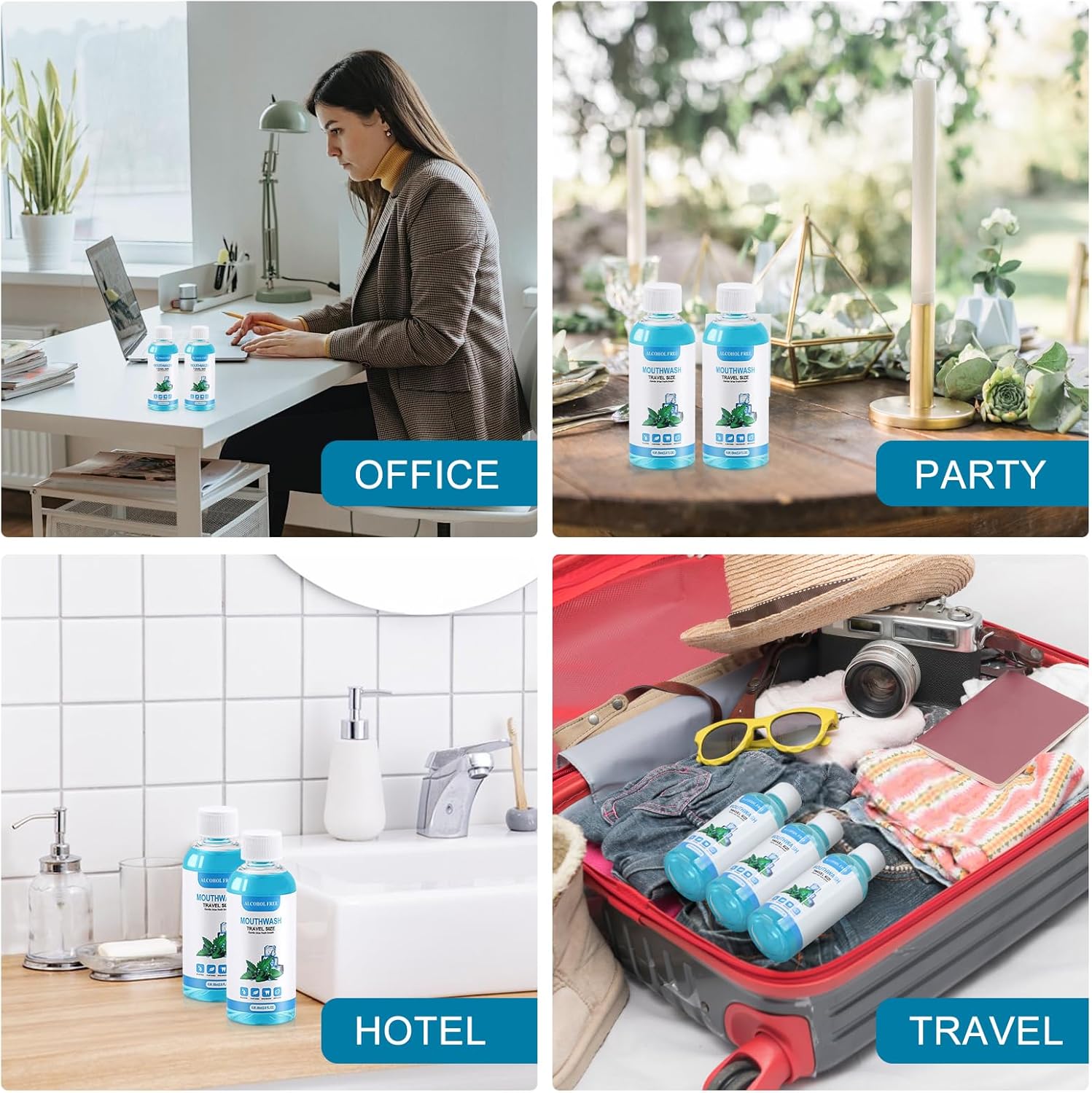 25 pcs Travel Size Mouthwash Bulk Mini Mouthwash, 80ml/2.7fl oz, Fresh Mint Portable Mouthwash Individual Mouthwash Bottles for Travel Toiletry Kits