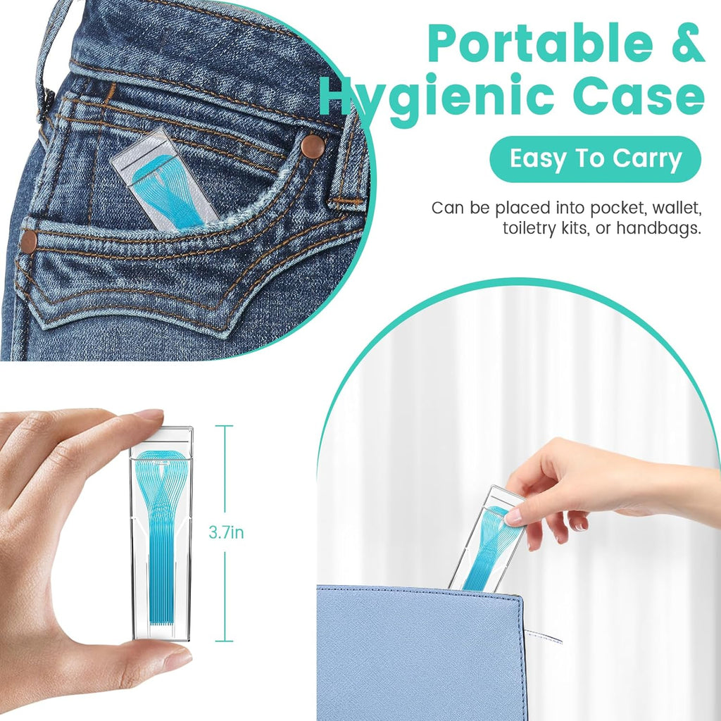 Floss Threaders 400 Count/4 Pack, with 2 Pack of 50M Mint-Flavored Waxed Dental Floss, for Braces, Bridges, Implants, Permanent Retainer