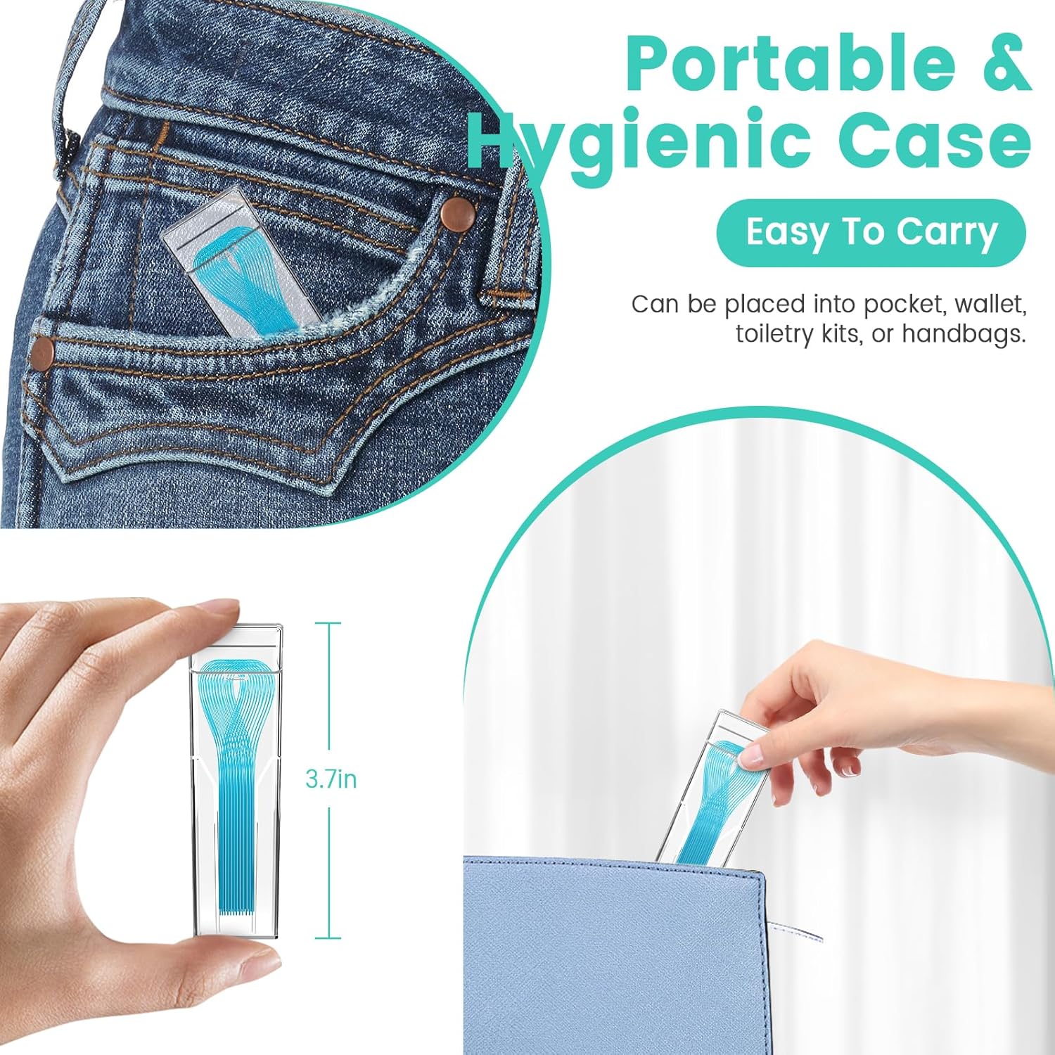 Floss Threaders 400 Count/4 Pack, with 2 Pack of 50M Mint-Flavored Waxed Dental Floss, for Braces, Bridges, Implants, Permanent Retainer