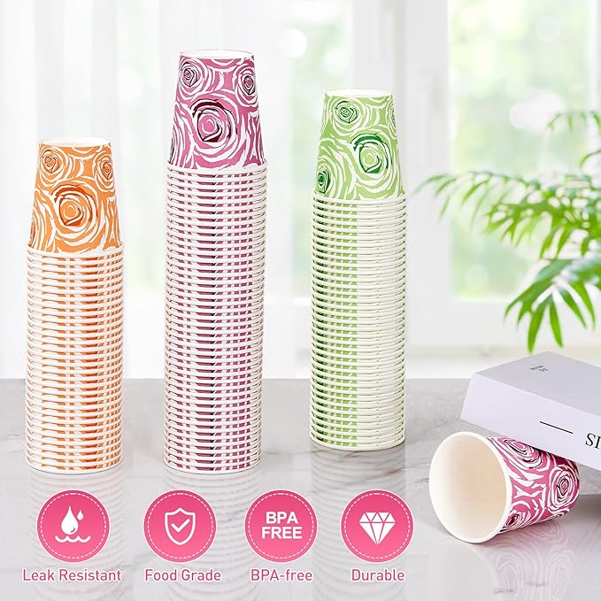500 Pack 5oz Disposable Paper Cups, Colorful Paper Cups, Small Mouthwash Cups, Mini Paper Cups for Parties, Picnics, Barbecues, Travel and Events