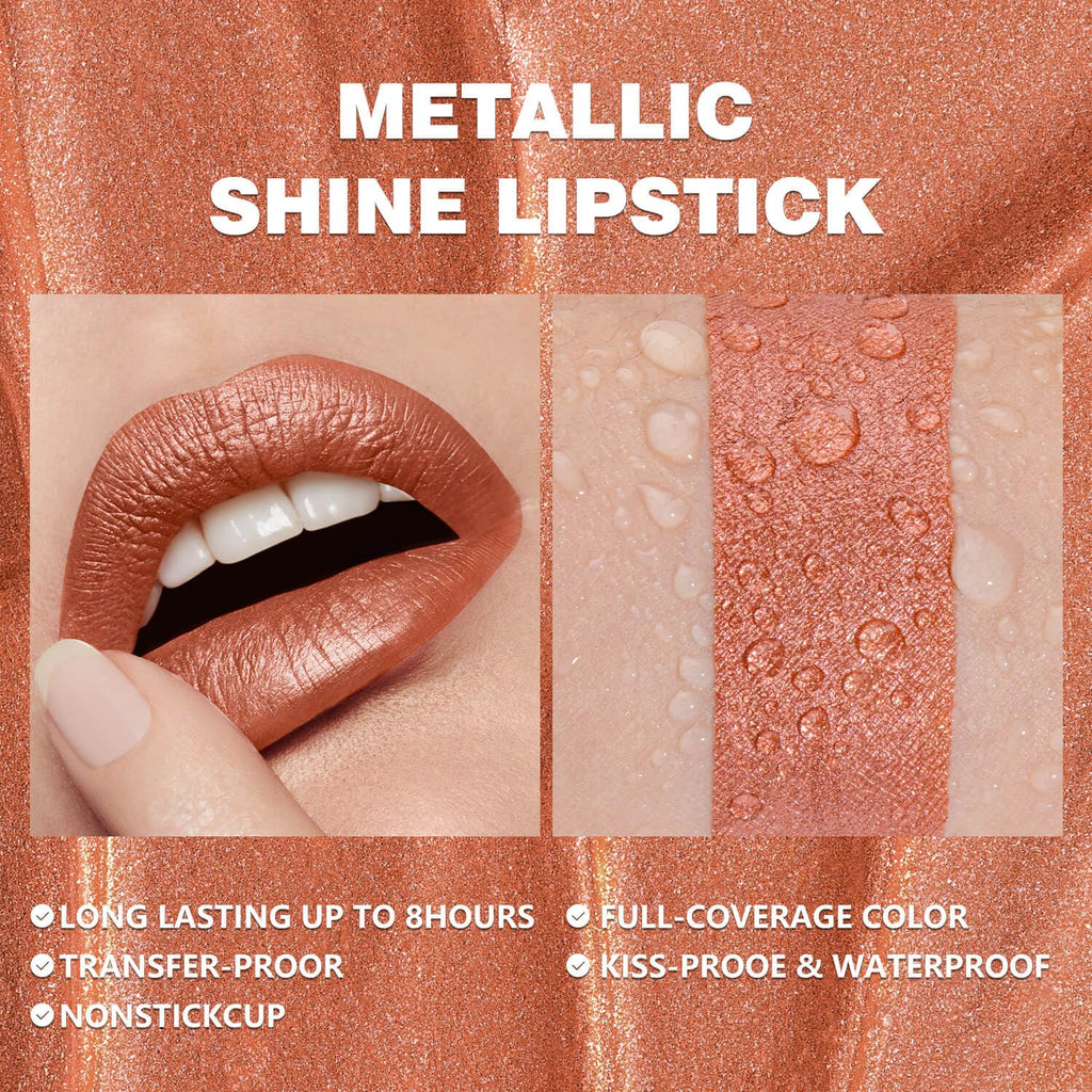 Metallic Liquid Lipstick Brown – High Pigment Long-Lasting Waterproof Metallic Lip Color, Smudge-Proof, Non-Sticky, Bold Lip Gloss for Parties & Stage Makeup (Better Me)