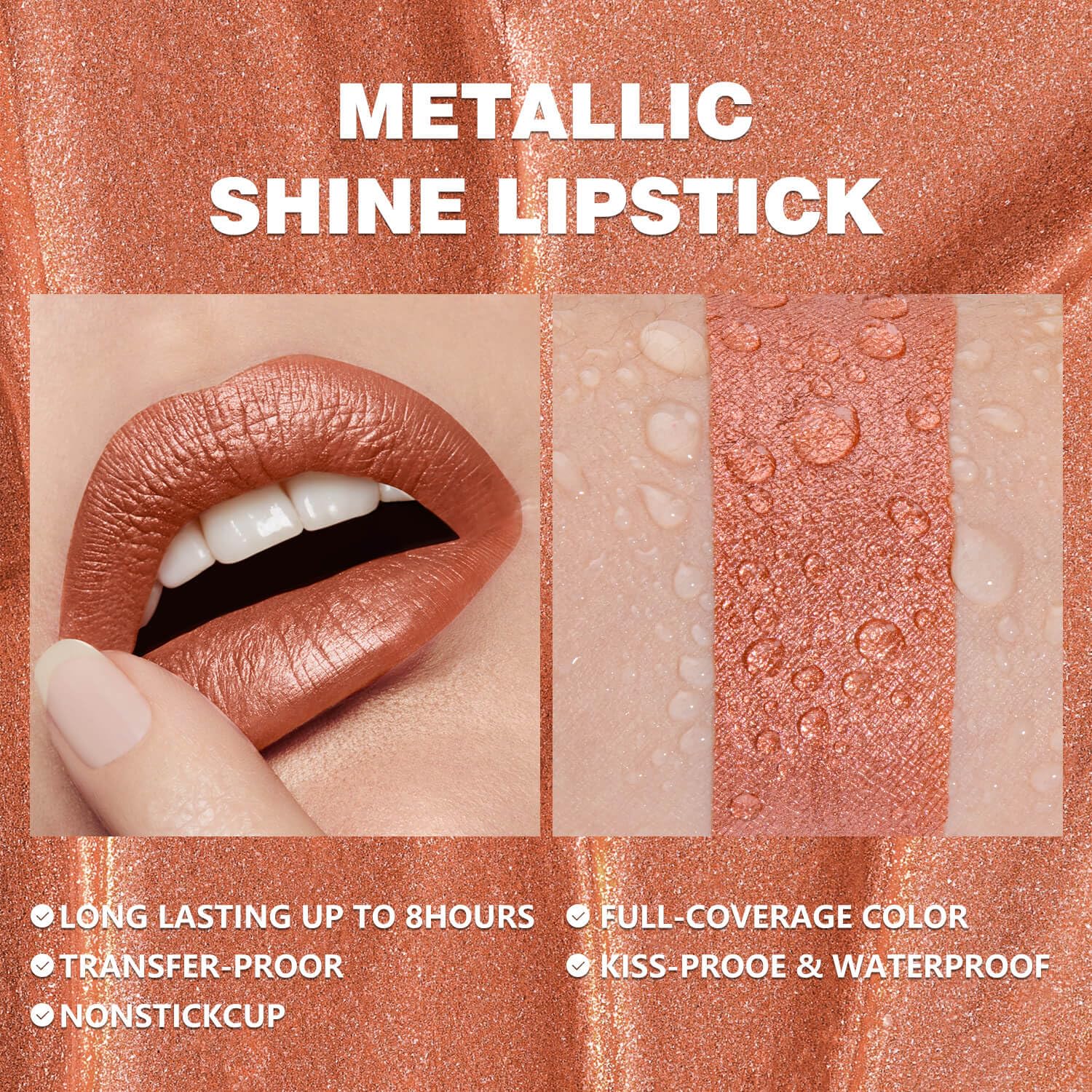 Metallic Liquid Lipstick Brown – High Pigment Long-Lasting Waterproof Metallic Lip Color, Smudge-Proof, Non-Sticky, Bold Lip Gloss for Parties & Stage Makeup (Better Me)