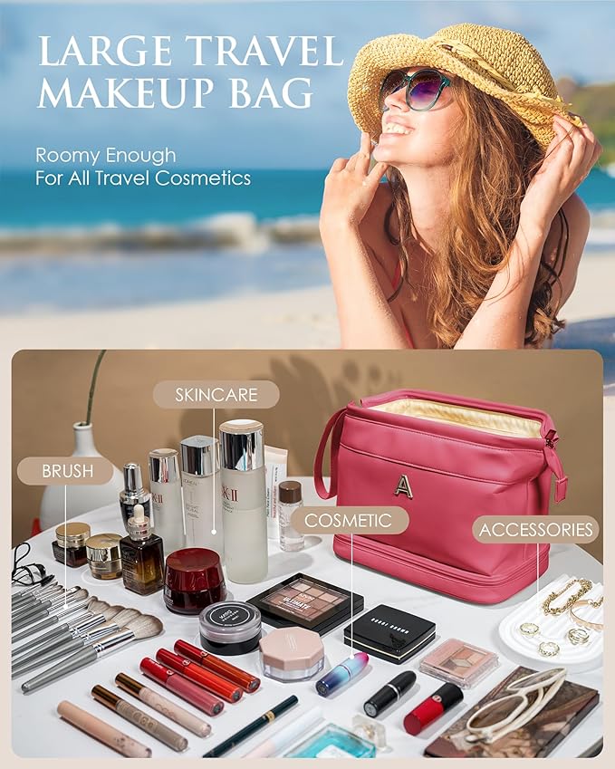 Monogrammed Gifts for Women, Makeup Bag for Women, Bridesmaid Engagement Gift for Her Travel Toiletry Bag Make Up Bag Pouch for Purse Bridal Shower Gifts for Wedding Bridesmaids Gift