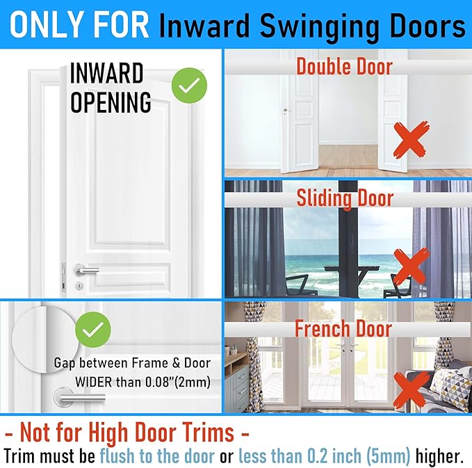 2Pack Home Security Door Reinforcement Lock, Childproof Safety Door Lock Latch Inside Stopper, Add High Security to Prevent Home Unauthorized Entry, Aluminum Construction Finish Black