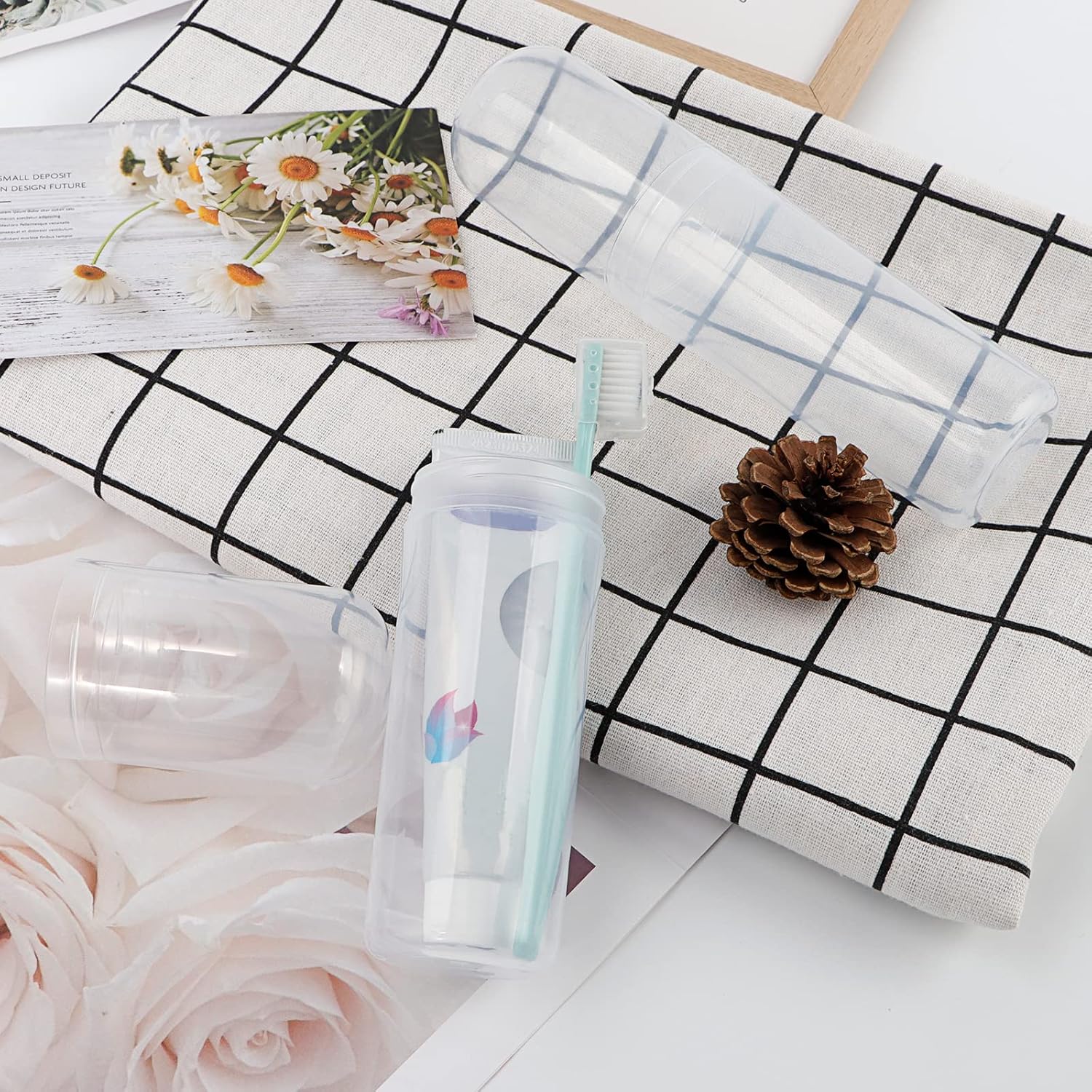 Yeeco Clear Toothbrush Case, 2 Packs Toothbrush Travel Case, Plastic Toothbrush Holder Travel, 7.9”×2” Portable Toothbrush Case for Traveling