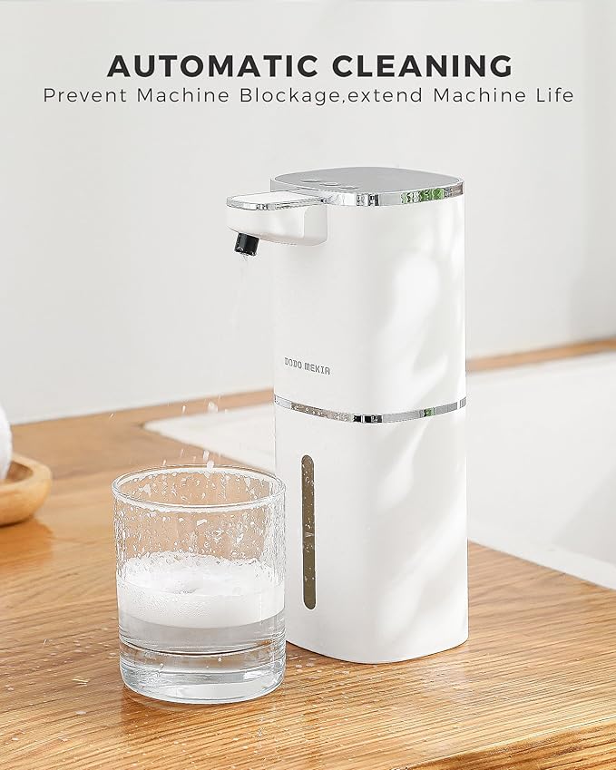 2 Pack Automatic Liquid Soap Dispenser, 12.8oz Rechargeable, Adjustable Liquid Levels, IPX5 Waterproof, Touchless & Wall/Tabletop Use for Kitchen Bathroom, White