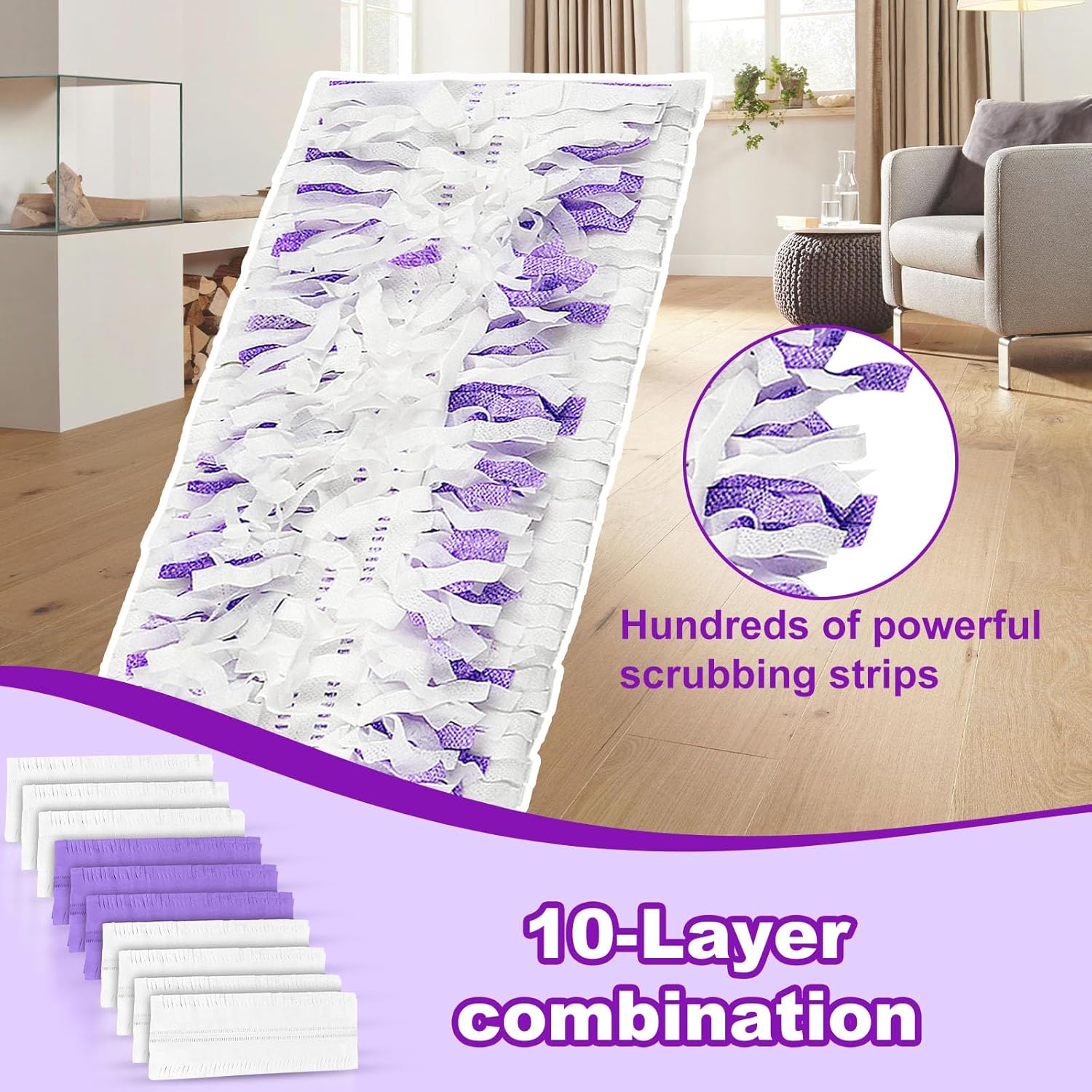 20 Count Disposable mop Pads Refills Compatible with Swiffer PowerMop Multi-Surface Mop and PowerMop Wood Mop, Replacement Pads Use for Floor Cleaning