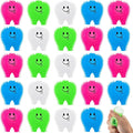25 Pcs Mini Tooth Toys Fidget Stress Relief Puffer Squeezy Dental Dentist Toys Birthday Party Gifts School Office Prizes, 2 Inch (Multicolored)