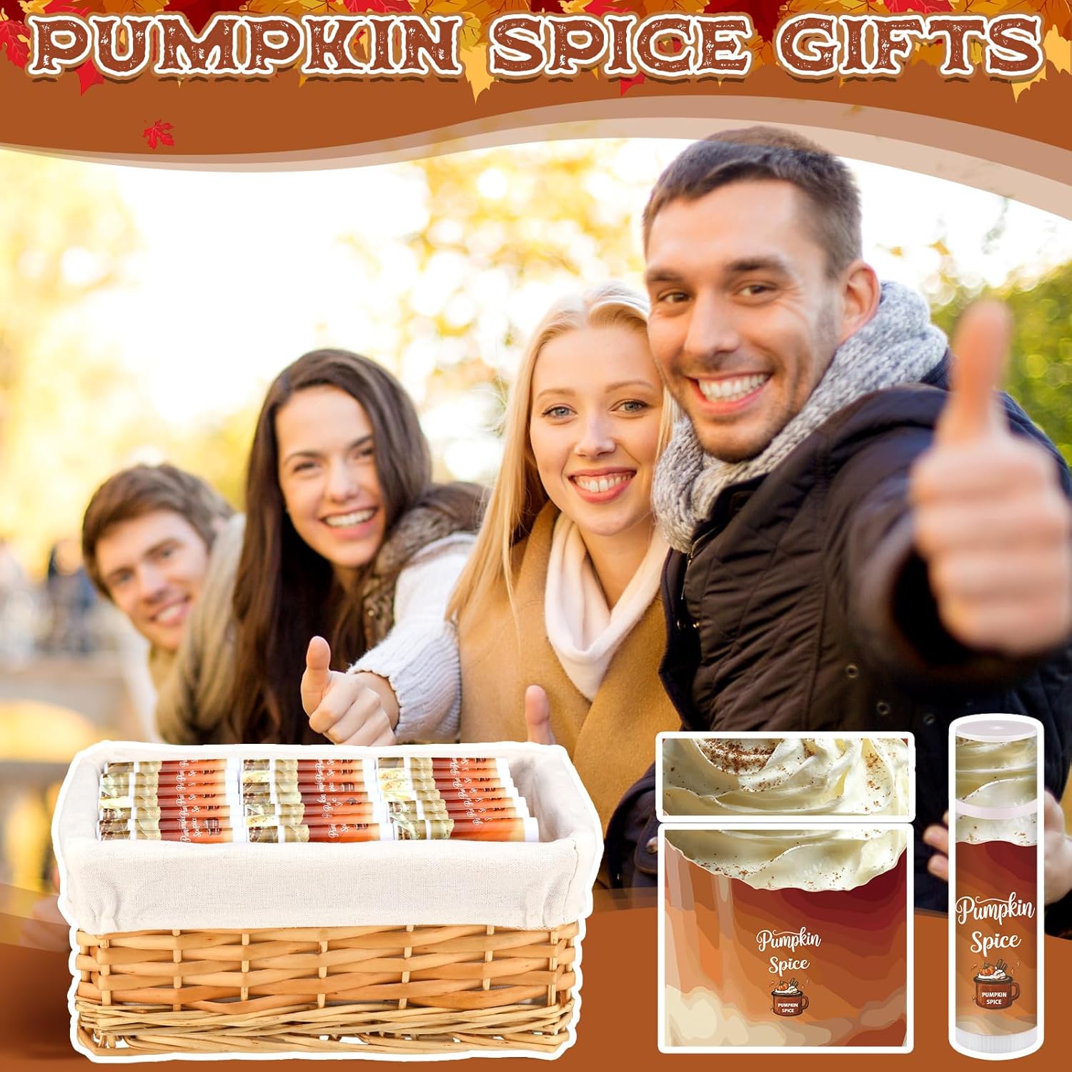 50 Pcs Halloween Fall Pumpkin Spice Flavor Lip Balms Gifts Bulk Halloween Fall Party Stocking Stuffers Small Thank You Appreciation Gifts for Women Men Staff Coworkers Employee Homeless