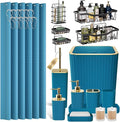 28PC Bathroom Accessories Set - Gorgeous Teal Bathroom Set with Shower Caddy and Shower Curtain, Bathroom Accessory Set, Soap Dish & Trash Can
