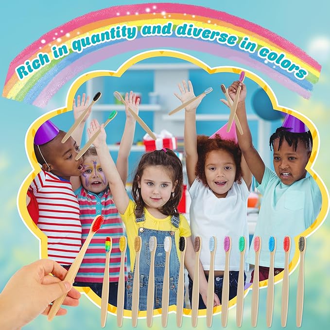 140 Pcs Bamboo Toothbrushes Wooden Individually Wrapped Colorful Toothbrushes Bulk for Adults Hotels Inns Home Use Travel Business Trips, 14 Colors