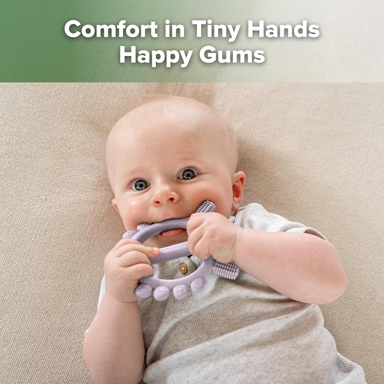 Haakaa Silicone Crab Baby Teether,Baby Toys,360°Baby Toothbrush Head for Infant Self-Brushing Training,Food-Grade Silicone,Lavender