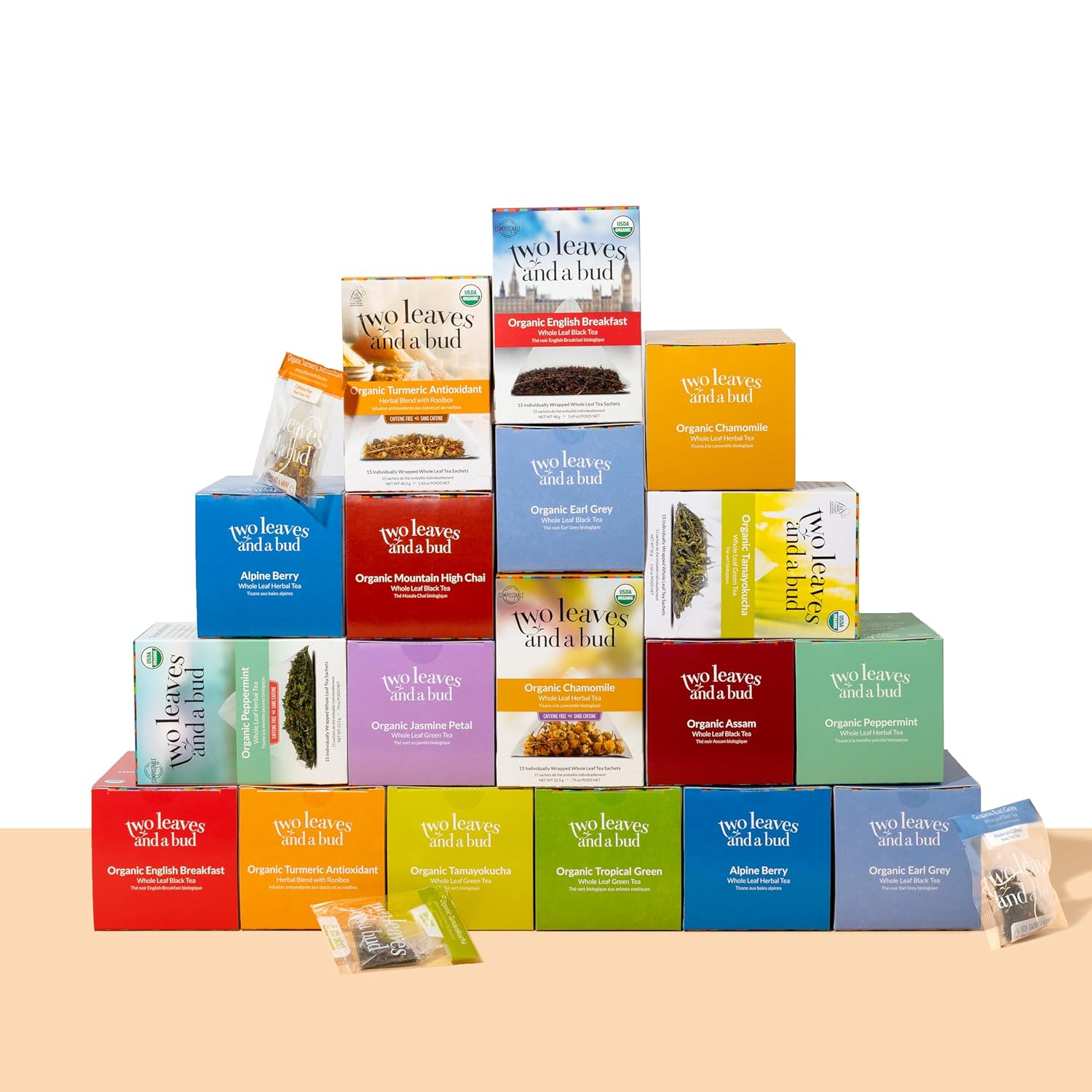 Two Leaves and a Bud Organic Peppermint Tea Bags, Naturally Caffeine Free, Herbal Whole Leaf Peppermint Tea in Compostable Sachets, 15 Count (Pack of 1)