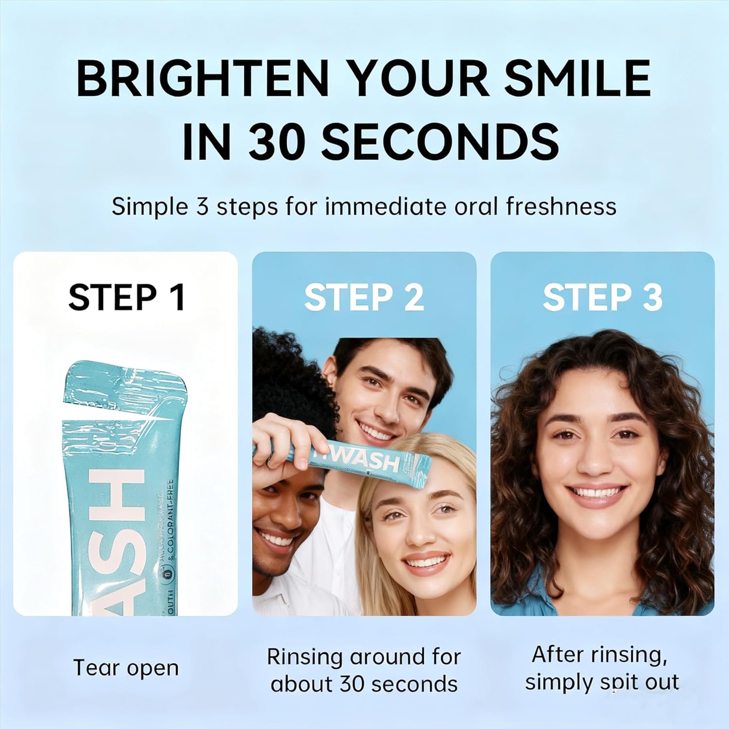 Mouthwash Travel Size, Mini Portable Fresh Breath Mouthwash, Alcohol & Fluoride-Free Oral Care for Air Travel Gifts, Dates & Office, Individually Wrapped Packets 0.5 Fl Oz (Pack of 20).