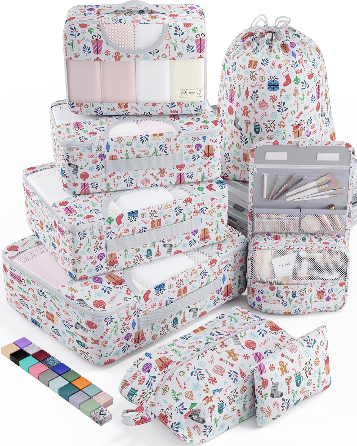 Veken 8 Set Packing Cubes for Travel Kids, Beach Vacation Essentials Accessories for Cruise Ship, Suitcase Organizer Bags for Luggage with Hanging Toiletry & Shoe Bag, Birthday Gifts for Women Mom Her