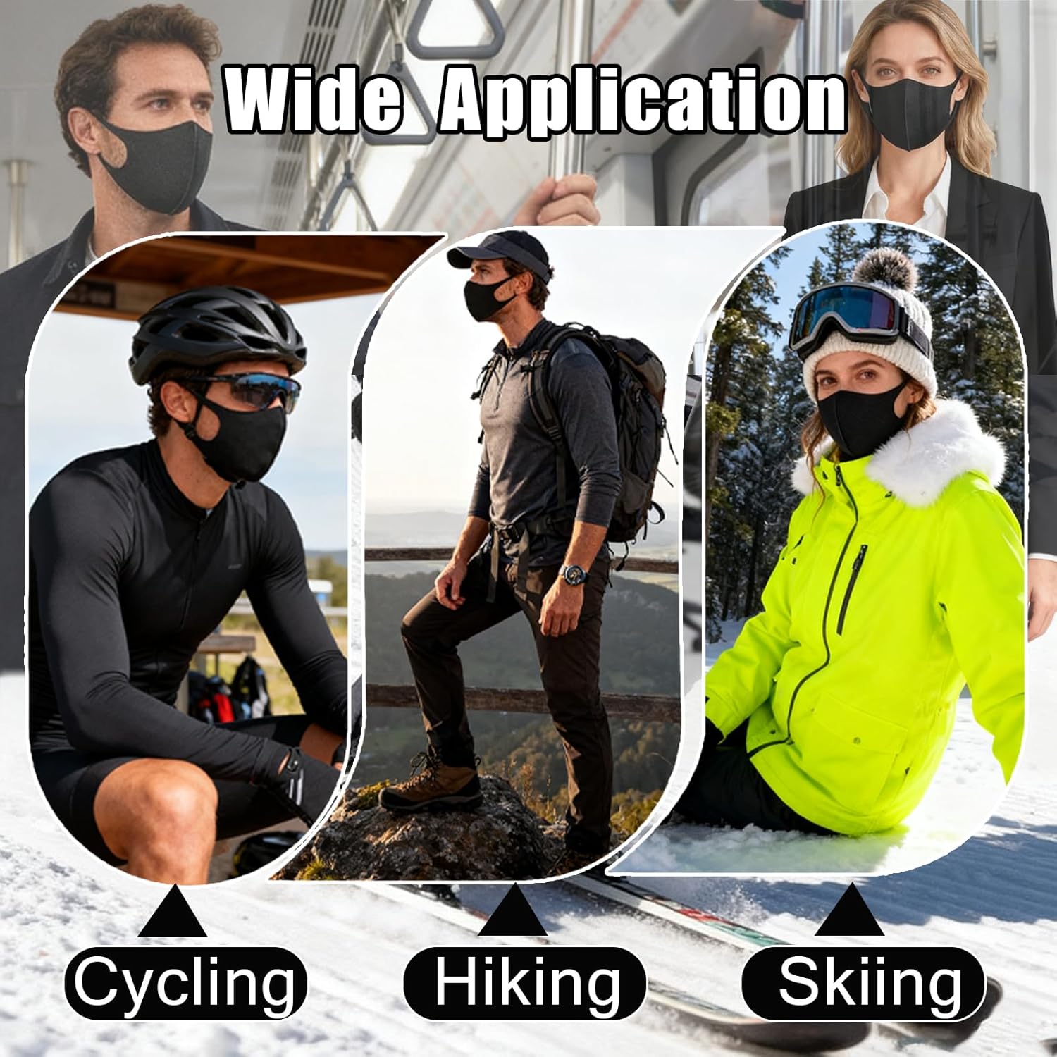 15PCS Reusable Face Mask, Black Face Masks Sponge Washable, Fabric Breathable, Skin-Friendly, Stylish and Versatile for Adult, Men and Women, Cloth Dust Protection for Outdoor, Travel, Sports