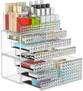3 Pack Makeup Organizer Stackable[Upgraded], Acrylic Cosmetics Storage Cases with 8 Drawers Perfume Organizers For Brush Holder or Jewelry Display,Plus Size,Best For Vanity,Bathroom or Countertop