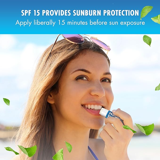 Mentholatum Natural Ice Original Medicated Lip Balm, Hydrating Lip Care for Dry, Chapped Lips, Moisturizing Formula with SPF 15 Helps Prevent Sunburn, Protection for Smooth, Soft Lips (Pack of 12)