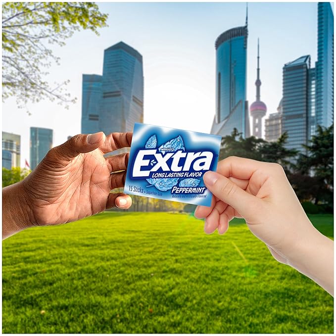 Extra Gum Peppermint Chewing Gum Bulk, Individually Wrapped, Perfect for Fresh Breath at School, Work, and Travel, 15 Count (Pack of 10)