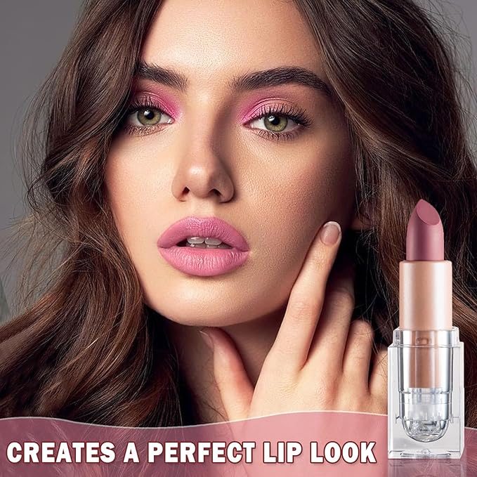 Matte Nude Lipstick Velvet Lip Gloss Non-Fading Non-Sticky Cup Nude Lipstick Matte Lip Stain Long Lasting Waterproof Lipstick for Women Girls Daily Lip Makeup-603 Hazy Rose