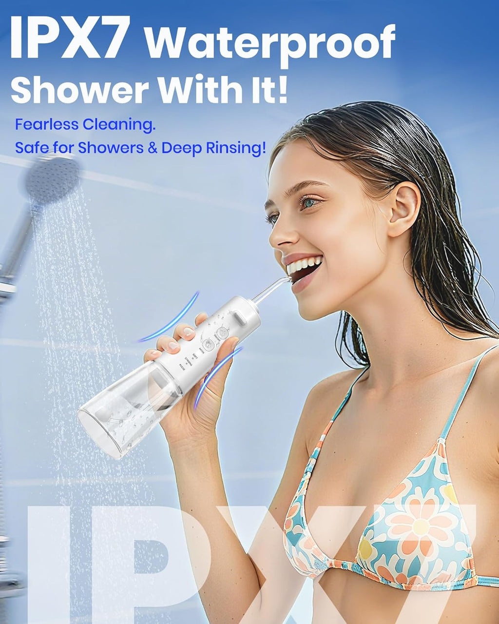 Water Flosser, 300ML Portable Cordless Water Dental Flossers for Teeth Deep Cleaning, IPX7 Waterproof Rechargeable Electric Oral Irrigator Teeth Pick for Travel Home Use and Braces Care (White)