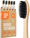 Soft Flossing Bamboo Toothbrushes 10 Pack - BPA Free Soft Bristles Toothbrushes for Adults, Natural Wooden Toothbrush