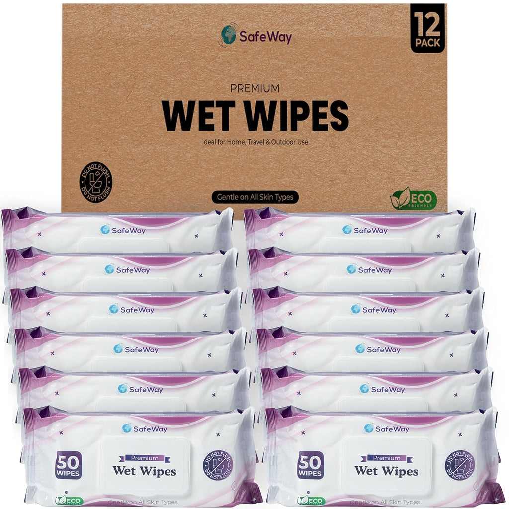 SAFEWAY USA Adult Wipes Disposable — Multi-Purpose & Alcohol-Free, Preferred by Caregivers for Seniors & Incontinence Solution, Aloe-Infused, Ideal for Sensitive Skin — Extra Large, 12 Pack 600 pcs.