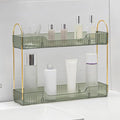 YCIA&DONE 2 Tiers Narrow Vanity Makeup Organizer, Bathroom Organizers Countertop Slim, Perfume Holder Skincare Storage Cosmetic Shelf Spice Rack, for Small Desktop Counter Space, Vintage Green