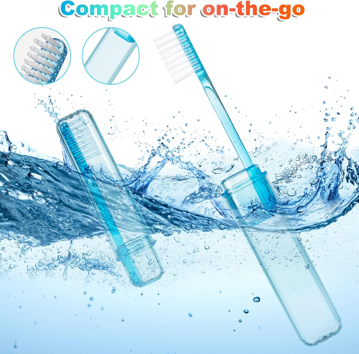 Travel Toothbrush - Folding Toothbrush, Transparent Foldable Handle, Soft Toothbrushes for Adults, Multicolor Pack of 5