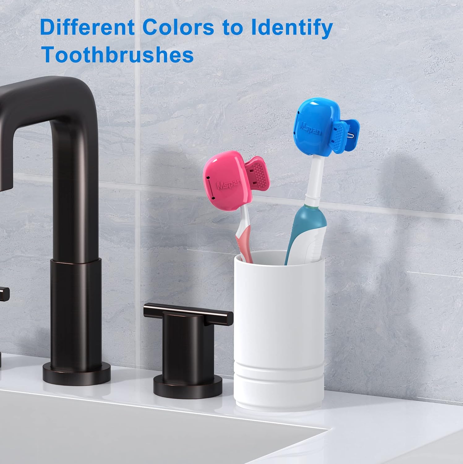 Mspan Toothbrush Protector Clip Pod: Tooth Brush Head Pods Compatible with Oral-B Philips Colgate for Manual & Electric Toothbrush - 2 Packs