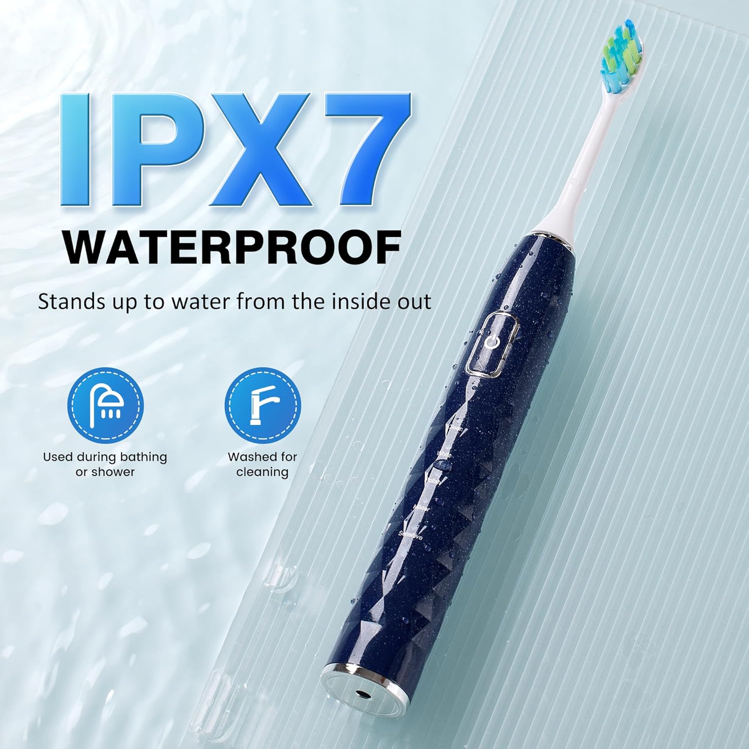 Sonic Electric Toothbrush for Adults - Deep Cleaning Teeth Whitening6 Replacement Brush Heads100-Day Battery5 Modes w/SensitiveIPX7 Waterproof (Color Options)